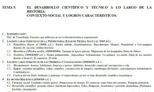 Temario de tecnología: evolución histórica, prehistoria, primeras civilizaciones y mundo helénico.