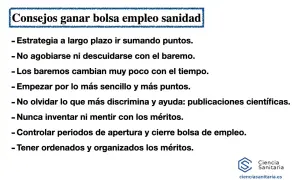 Consejos para ganar puntos en la bolsa de sanidad de la Comunidad Valenciana: estrategia, baremo, méritos y publicaciones.