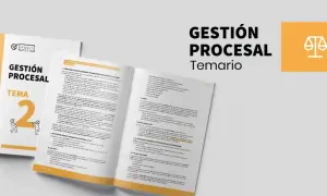 Temario de Gestión Procesal con el tema 2 destacado. Ideal para preparar exámenes anteriores de gestión procesal.
