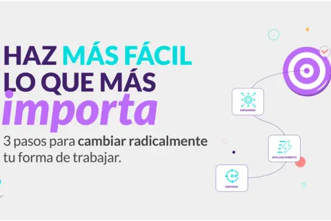 Tres pasos para cambiar tu forma de trabajar y lograr trabajar eficientemente: enfoque, apalancamiento y expansión.