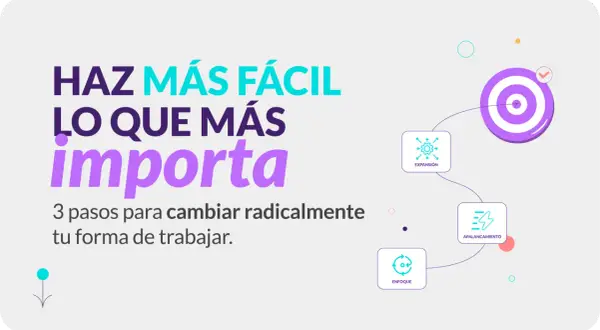 Tres pasos para cambiar tu forma de trabajar y lograr trabajar eficientemente: enfoque, apalancamiento y expansión.