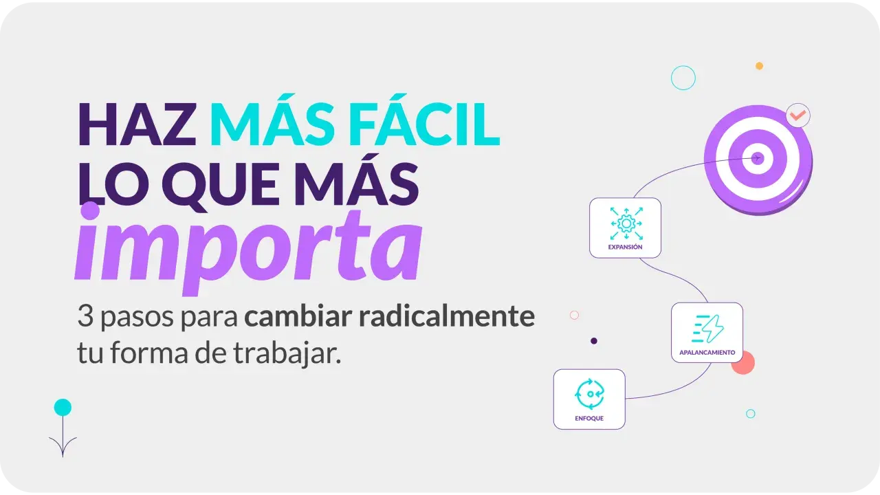 Tres pasos para cambiar tu forma de trabajar y lograr trabajar eficientemente: enfoque, apalancamiento y expansión.