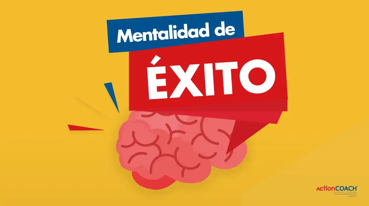 Cerebro con "Mentalidad de Éxito" en rojo, promoviendo una actitud positiva en el trabajo.