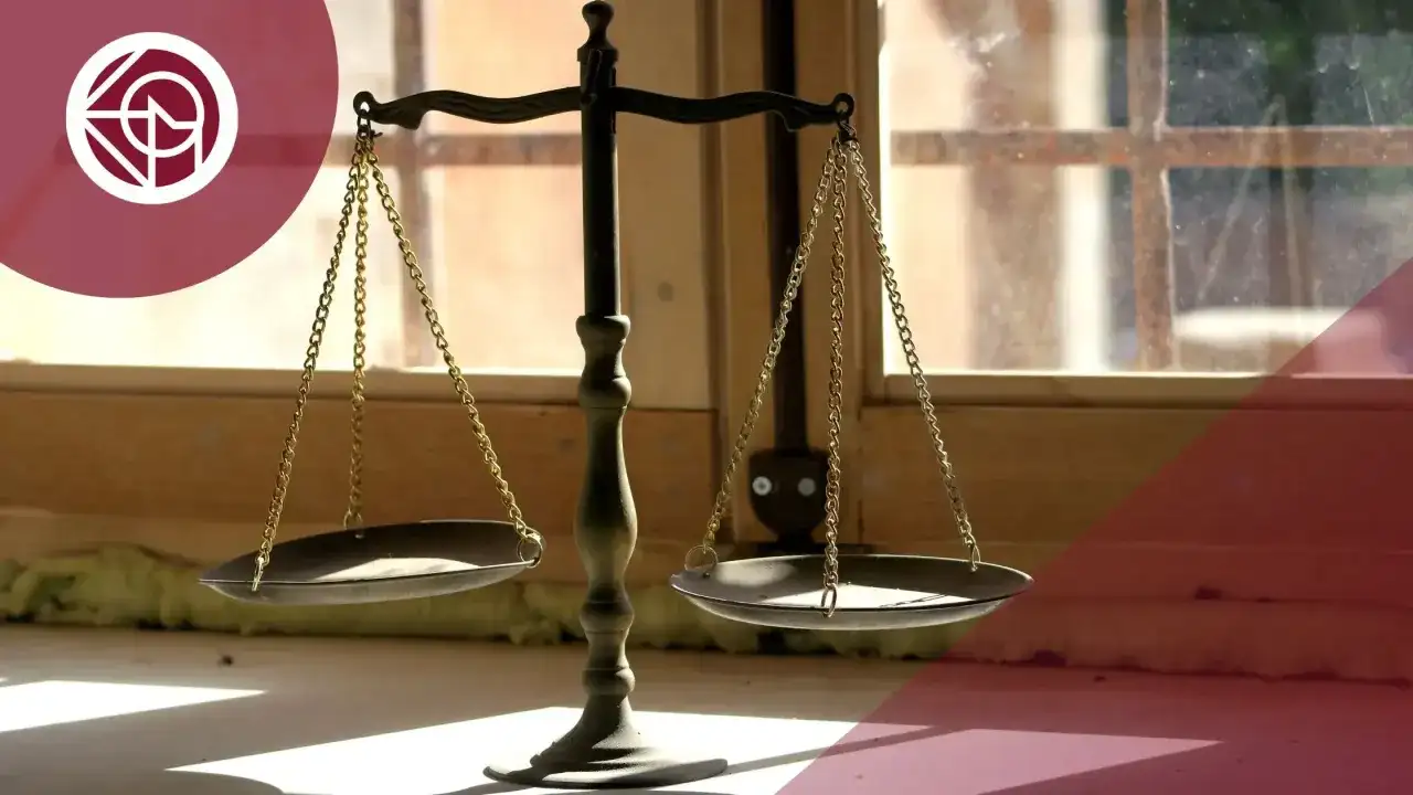 Balanza de la justicia, símbolo de la estabilización y la tramitación procesal.